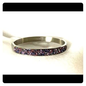 SS Pink/Purple Pave Crystal Bangle Bracelet